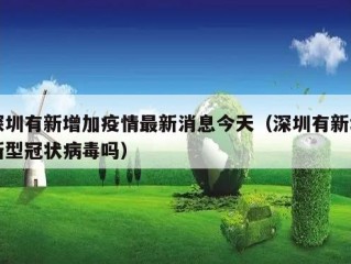 深圳有新增加疫情最新消息今天（深圳有新增新型冠状病毒吗）